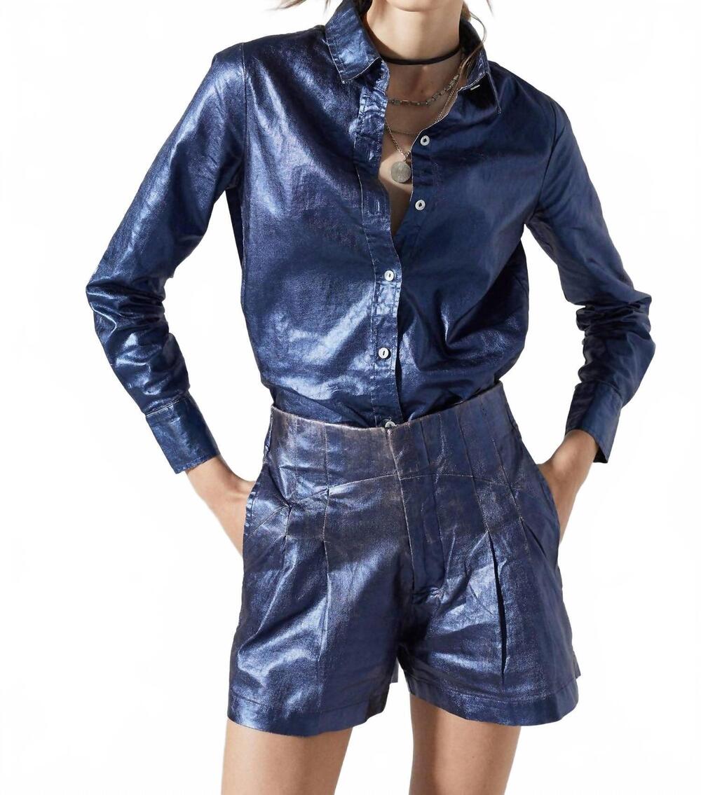 NEW LANHTROPY san marino shirt in metallic dark blue